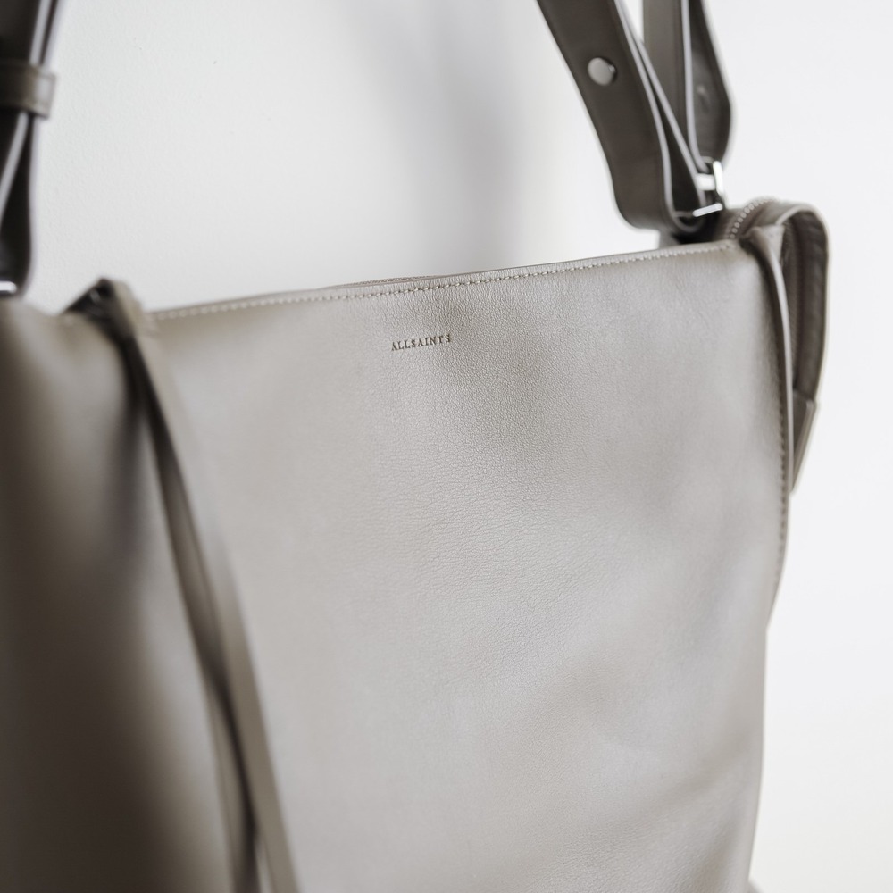 ALL SAINTS Kita Lea Crossbody Taupe Leather Bag Purse Shoulder Strap Smooth - Picture 3 of 12